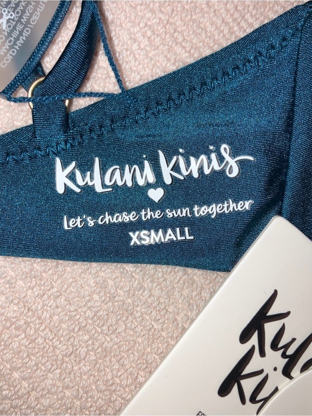 Kulani Kinis Dark Teal Bikini Top with Gold Hardware